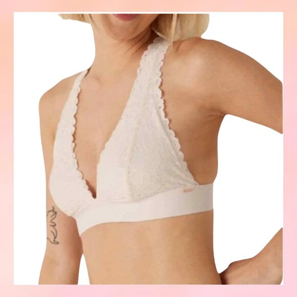 Victoria’s Secret Pink ivory lace halter bralette- Size Medium - Picture 1 of 5
